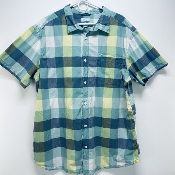 Columbia Shirt Size XXL Mens Button Down Plaid Short Sleeve Cotton Multicolor - Picture 1 of 8